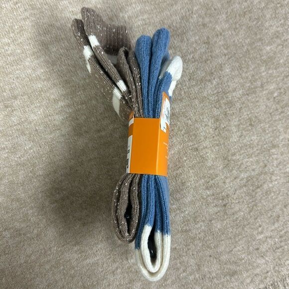 Timberland Ivory Speck BrownβBlue W6.5-9.5 Super Soft Knit Boot Socks Pack of 2 - Picture 9 of 9